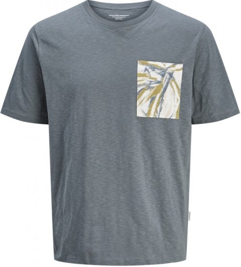 Jack & Jones Split Pocket Print T-Shirt Grey - Тениски - мъжки тениски големи размери
