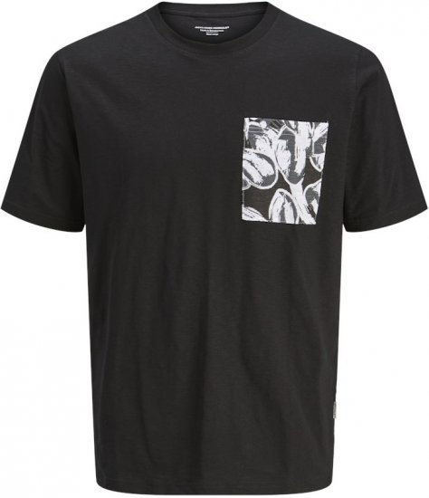 Jack & Jones Split Pocket Print T-Shirt Black - Тениски - мъжки тениски големи размери