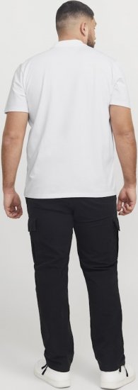 Jack & Jones Fusion Pique Zipper Polo Bright White - Поло тениски - мъжки тениски с яка големи размери
