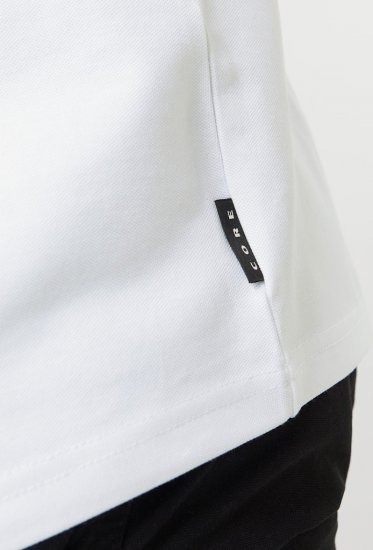 Jack & Jones Fusion Pique Zipper Polo Bright White - Поло тениски - мъжки тениски с яка големи размери
