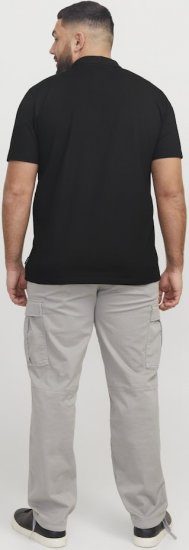 Jack & Jones Fusion Pique Zipper Polo Black - Поло тениски - мъжки тениски с яка големи размери