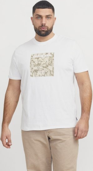 Jack & Jones Tarmac Camo Crew Neck T-Shirt Bright White - Тениски - мъжки тениски големи размери