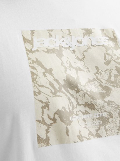 Jack & Jones Tarmac Camo Crew Neck T-Shirt Bright White - Тениски - мъжки тениски големи размери