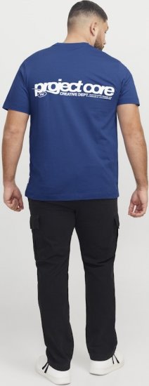 Jack & Jones Union Front & Back Print Crew Neck T-Shirt Beaucoup Blue - Тениски - мъжки тениски големи размери