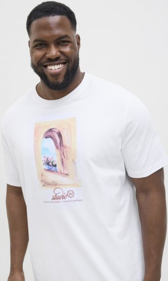 Jack & Jones Hydra Crew Neck T-Shirt Bright White - Тениски - мъжки тениски големи размери