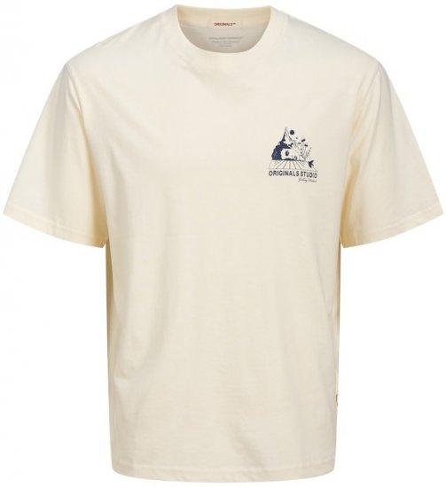 Jack & Jones Bellagio Collage Crew Neck T-Shirt Antique White - Тениски - мъжки тениски големи размери