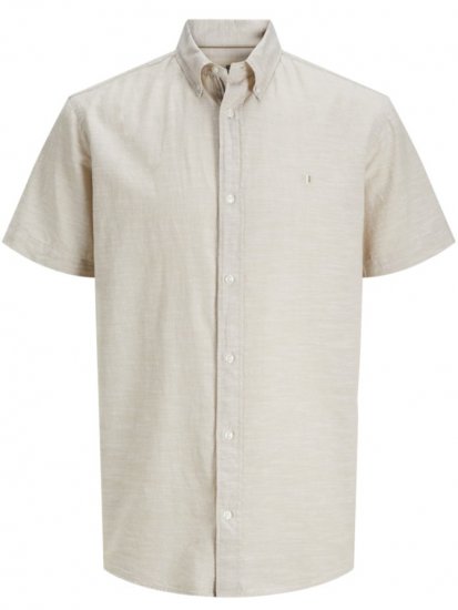 Jack & Jones Summer Shield Short Sleeve Shirt White Pepper - Ризи - мъжки ризи големи размери