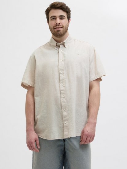Jack & Jones Summer Shield Short Sleeve Shirt White Pepper - Ризи - мъжки ризи големи размери
