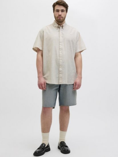 Jack & Jones Summer Shield Short Sleeve Shirt White Pepper - Ризи - мъжки ризи големи размери