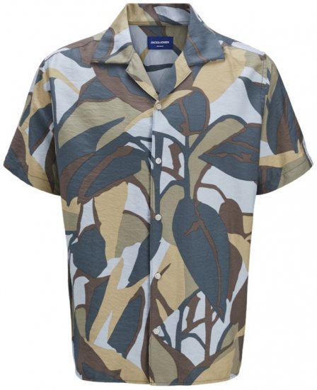 Jack & Jones Vira Marshall AOP Short Sleeve Shirt Silver Sage - Ризи - мъжки ризи големи размери