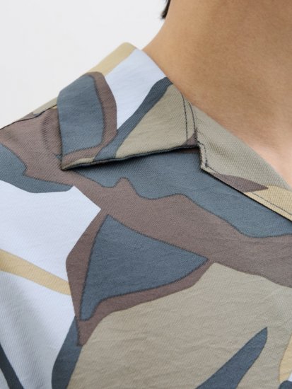 Jack & Jones Vira Marshall AOP Short Sleeve Shirt Silver Sage - Ризи - мъжки ризи големи размери