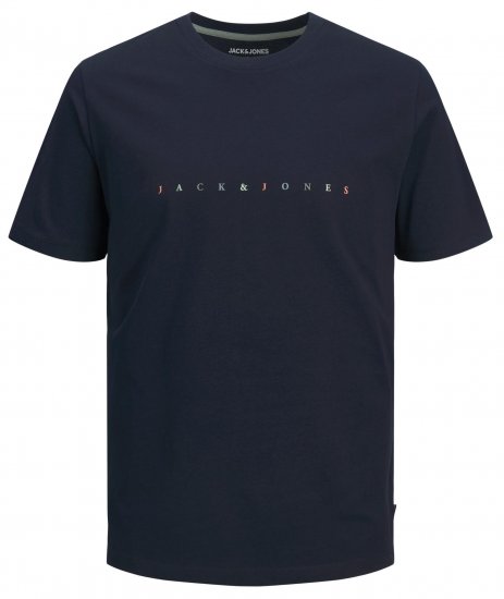 Jack & Jones JJFONT T-Shirt Navy - Тениски - мъжки тениски големи размери