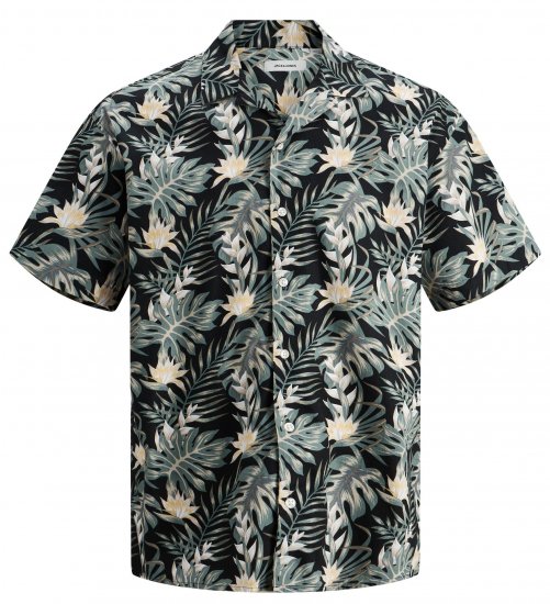 Jack & Jones JJCOASTAL RESORT Floral Shirt Black - Ризи - мъжки ризи големи размери