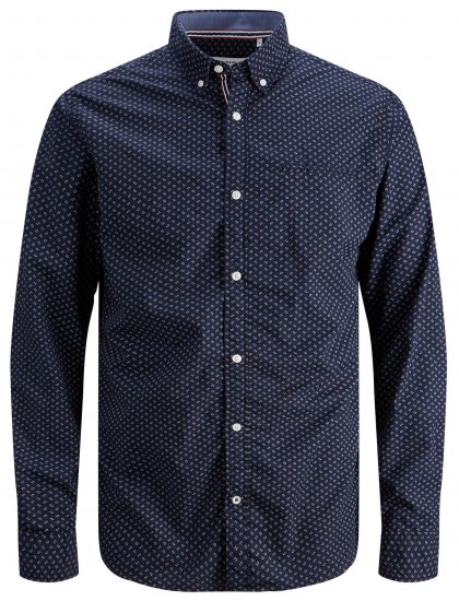 Jack & Jones JJDEAN LS Shirt Navy - Ризи - мъжки ризи големи размери