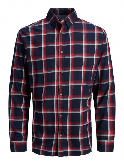 Jack & Jones JJPLAIN LOGAN Shirt Red - Ризи - мъжки ризи големи размери