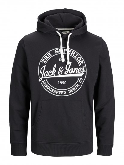 Jack & Jones JJBRAT SWEAT Hoodie Black - Суичъри & cуичъри с качулка - мъжки суичъри големи размери
