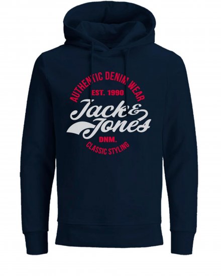 Jack & Jones JJBRAT SWEAT Hoodie Navy - Суичъри & cуичъри с качулка - мъжки суичъри големи размери
