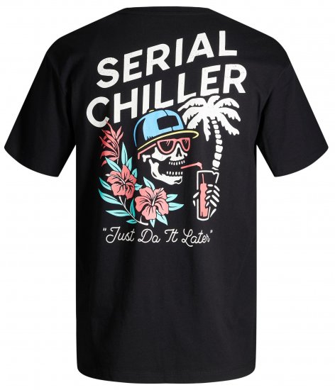 Jack & Jones JJCHILLER With Back Print Black - Тениски - мъжки тениски големи размери