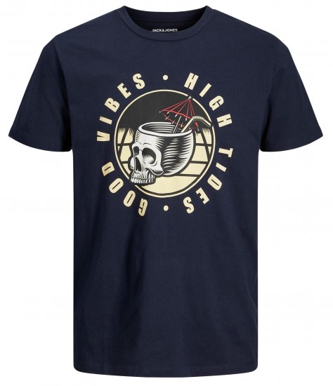 Jack & Jones JJEUSTACE T-Shirt Navy - Тениски - мъжки тениски големи размери
