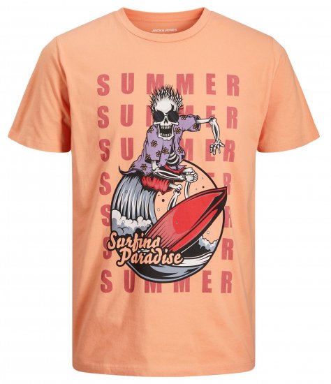 Jack & Jones JJEUSTACE T-Shirt Orange - Тениски - мъжки тениски големи размери