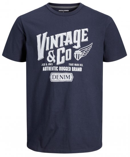 Jack & Jones JJAARON T-Shirt Navy - Тениски - мъжки тениски големи размери