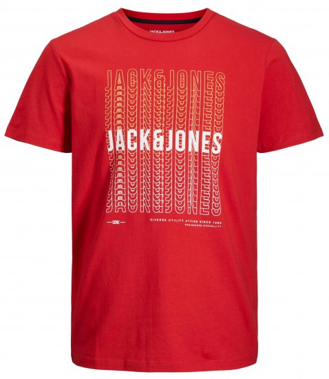 Jack & Jones JJCYBER T-Shirt Red - Тениски - мъжки тениски големи размери