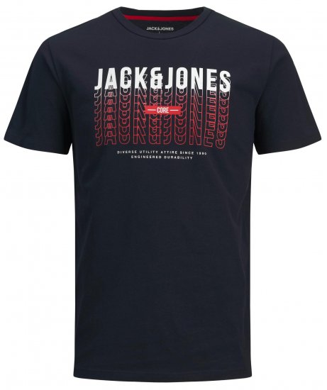 Jack & Jones JJCYBER T-Shirt Navy - Тениски - мъжки тениски големи размери