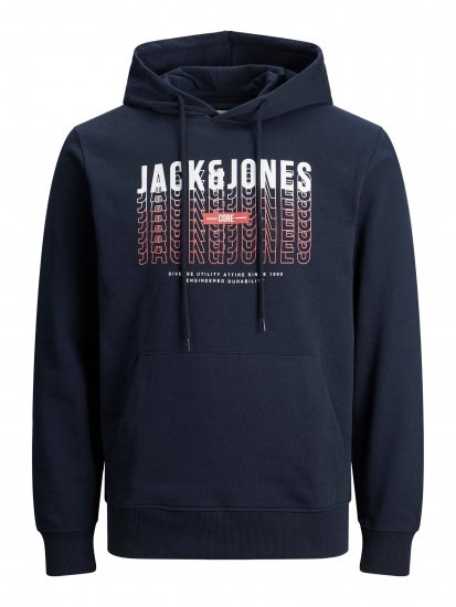 Jack & Jones JJCYBER SWEAT Hoodie Navy - Суичъри & cуичъри с качулка - мъжки суичъри големи размери