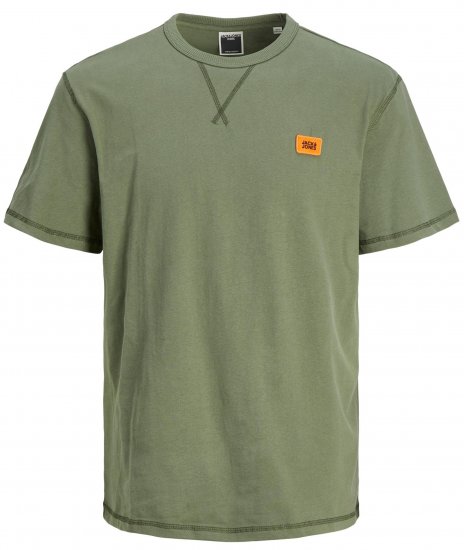 Jack & Jones JCOCLASSIC WAFFLE BADGE TEE Green - Тениски - мъжки тениски големи размери