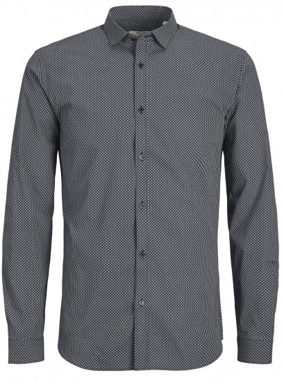Jack & Jones JPRBLACARDIFF Print LS Shirt Navy - Ризи - мъжки ризи големи размери