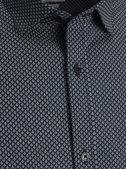 Jack & Jones JPRBLACARDIFF Print LS Shirt Navy - Ризи - мъжки ризи големи размери