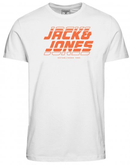 Jack & Jones JCOELLIOT T-Shirt White - Тениски - мъжки тениски големи размери