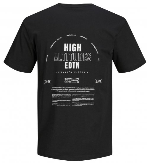 Jack & Jones JCOEDTN T-Shirt with Back Print Black - Тениски - мъжки тениски големи размери