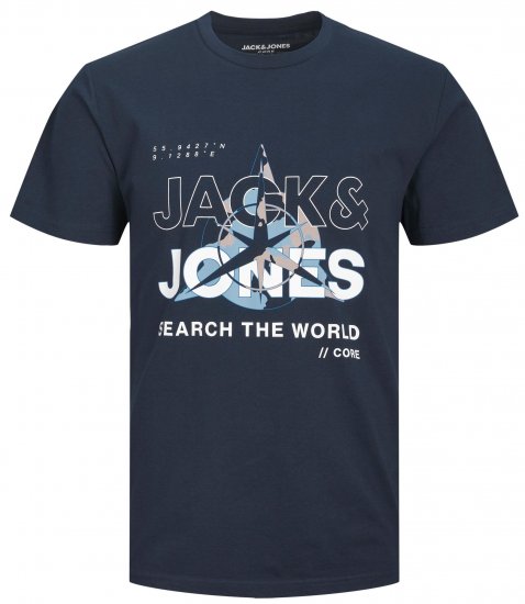Jack & Jones JCOHUNT T-Shirt Navy Blazer - Тениски - мъжки тениски големи размери