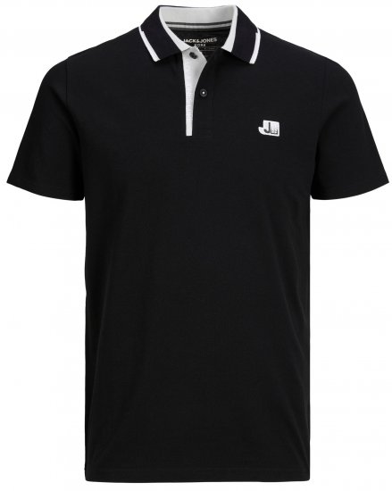 Jack & Jones JCOLOGAN Polo Black - Поло тениски - мъжки тениски с яка големи размери