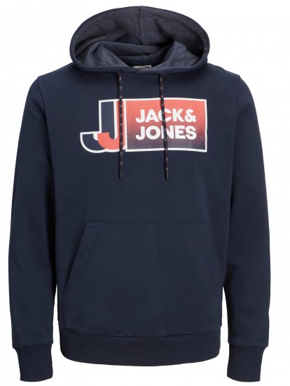 Jack & Jones JCOLOGAN Hoodie Navy Blazer - Суичъри & cуичъри с качулка - мъжки суичъри големи размери
