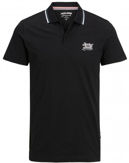 Jack & Jones JORTREVOR Polo Shirt Black - Поло тениски - мъжки тениски с яка големи размери