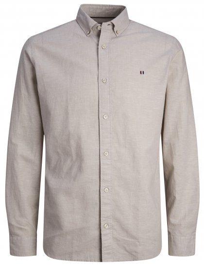 Jack & Jones JPRBLUSUMMER SHIELD LS Shirt Fields Of Rye - Ризи - мъжки ризи големи размери
