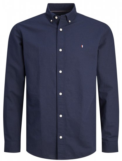 Jack & Jones JPRBLUSUMMER SHIELD LS Shirt Navy Blazer - Ризи - мъжки ризи големи размери