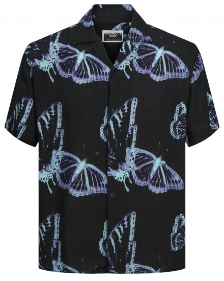 Jack & Jones JCOJEFF AOP Resort Shirt Black - Ризи - мъжки ризи големи размери