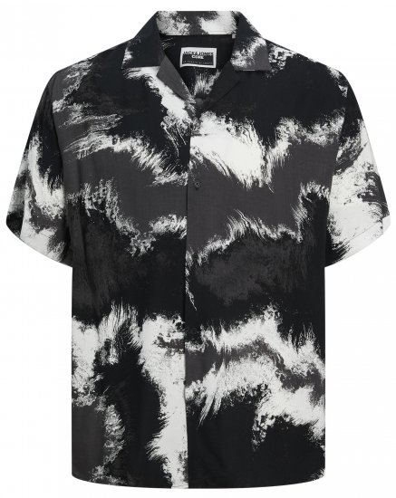 Jack & Jones JCOJEFF AOP Resort Shirt Asphalt - Ризи - мъжки ризи големи размери