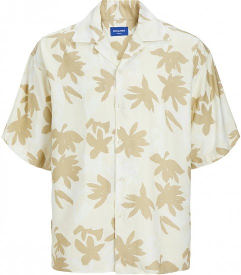 Jack & Jones JOREASTER MARSHALL Shirt Buttercream - Ризи - мъжки ризи големи размери