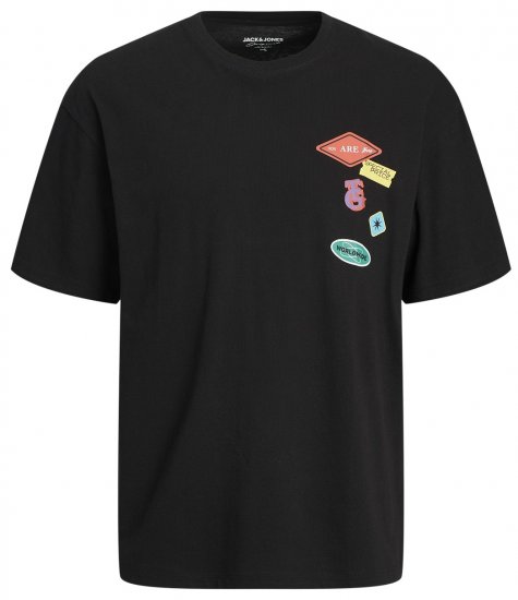 Jack & Jones JORDECAL T-Shirt with Back Print Black - Тениски - мъжки тениски големи размери