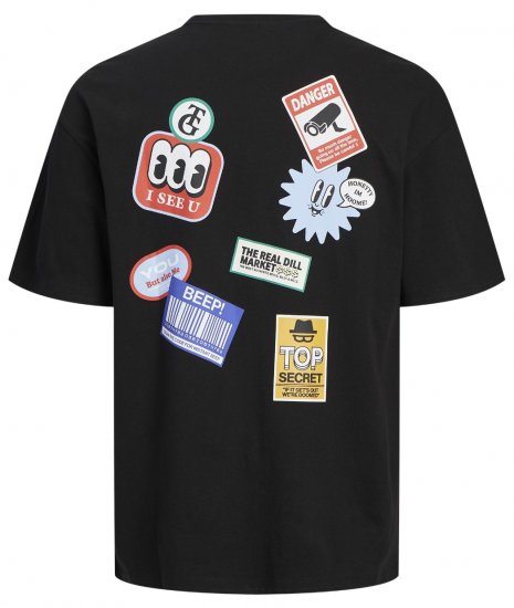 Jack & Jones JORDECAL T-Shirt with Back Print Black - Тениски - мъжки тениски големи размери