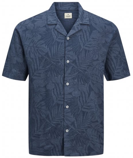 Jack & Jones JPRBLUNAEL SS Resort Polo Dark Denim - Поло тениски - мъжки тениски с яка големи размери