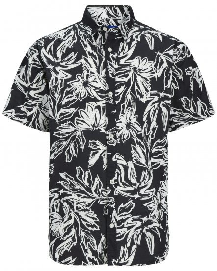 Jack & Jones JORLAFAYETTE AOP Short Sleeve Shirt Black - Ризи - мъжки ризи големи размери