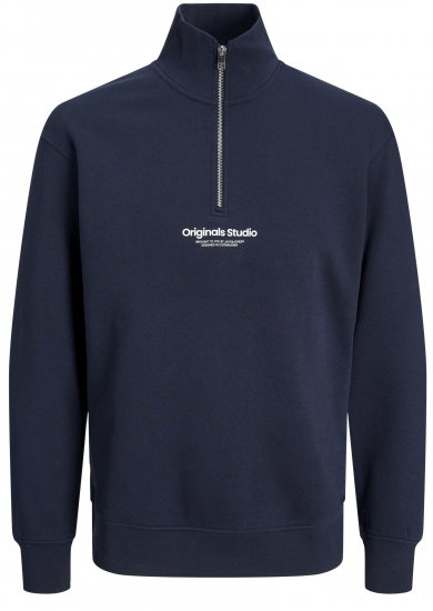 Jack & Jones Esterbro High Neck Quarter Zip Sweatshirt Dark Blue - Суичъри & cуичъри с качулка - мъжки суичъри големи размери