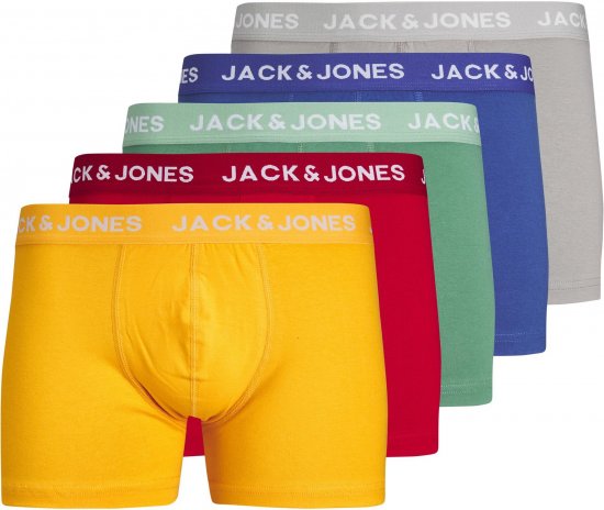 Jack & Jones JACLARRY SOLID TRUNKS 5 PACK Tango Red - Бельо & Бански шорти - Мъжко бельо големи размери