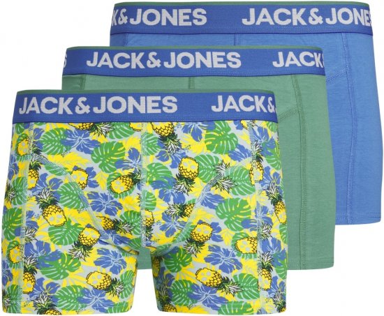 Jack & Jones JACPINEAPPLE SKULL TRUNKS 3 PACK Palace Blue - Боксерки - мъжки боксерки големи размери