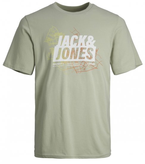 Jack & Jones JCOMAP SUMMER LOGO Desert sage - Тениски - мъжки тениски големи размери